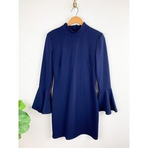 Hutch Anthropologie Navy Blue Bell Sleeve Mini Dress Sz S